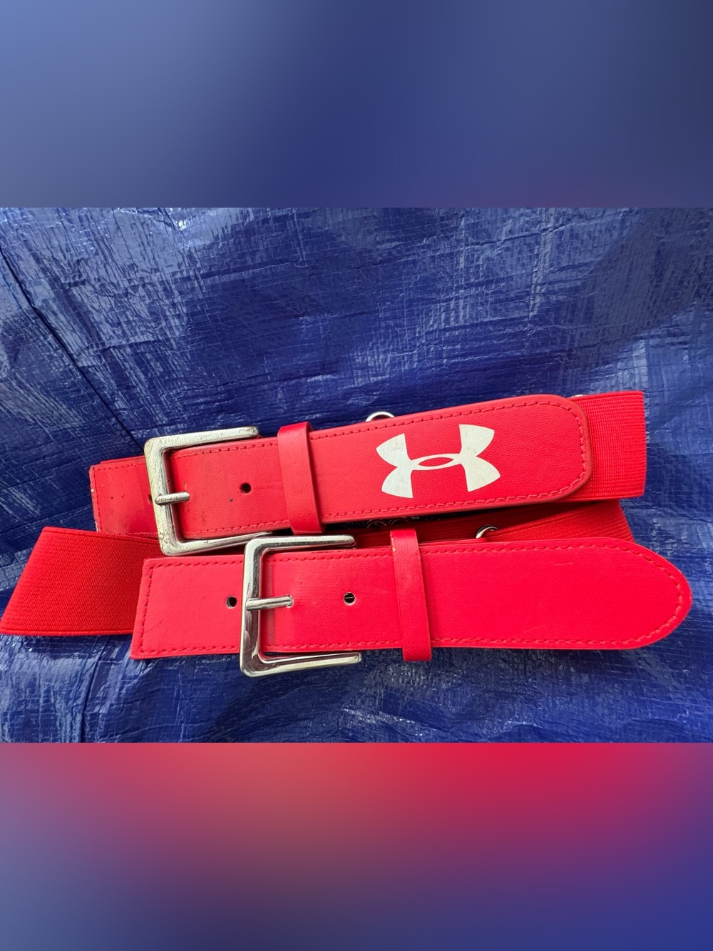 2 Piece Bundle Women’s True Red Softball Belts: One Under Armour & One Unbranded